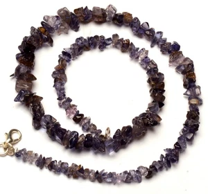 Collar de 18" con piedras preciosas de iolita natural tamaño de 5 a 11 mm con forma de astillas lisas - Imagen 1 de 8