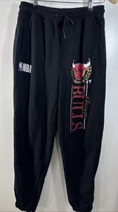 NBA Chicago Bulls Black Track Pants Size 2XS w/ Drawstring Pockets - Picture 1 of 5