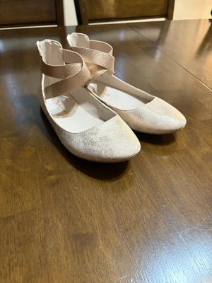 NINA LEATHER Pink Champagne GOLD GLITTER BALLET FLAT DRESS SHOES Girl Size 4M - Image 1 of 4