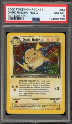 Pokemon Dark Raichu Team Rocket 1st Edition Holo Secret Rare #83 PSA 8 - Image 1 of 2