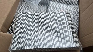 2500 Black & White Striped Paper Straws 20cm Biodegradable - Picture 1 of 1