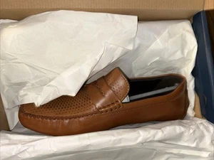 Cole Haan Mens Grand Laser Penny Driver Loafer British Tan/Java C36653 9 9M New - Picture 1 of 7