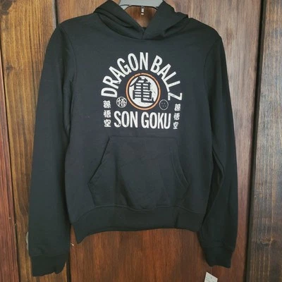 全新 男孩 Dragon Ball Z 黑色 连帽衫 Sx XXS 4/5 长袖运动上衣 — 第 1/4 张图片