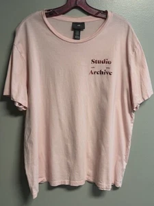 H&M Studio Archive Men's XL Pink T-shirt with Motif - Picture 1 of 4