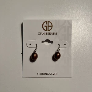 Giani Bernini Earrings- Sterling Silver and Taupe Pearl Dangle - Picture 1 of 3