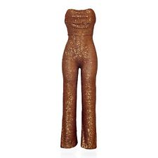 NWT NOOKIE Sloane Strapless Sequin Jumpsuit, Toffee, XS