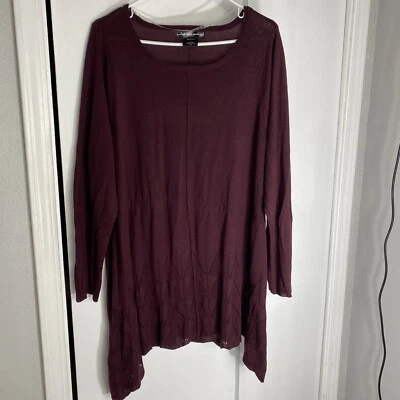 United States Sweaters Knit Tunic Length Long Sleeve Burgandy Womens Size 1X - Image 1 of 4