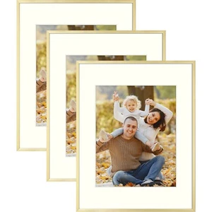 Set of 3 11x14 Aluminum Metal Picture Frame with Mat for 8x10 Photo Wall Display - Picture 1 of 8