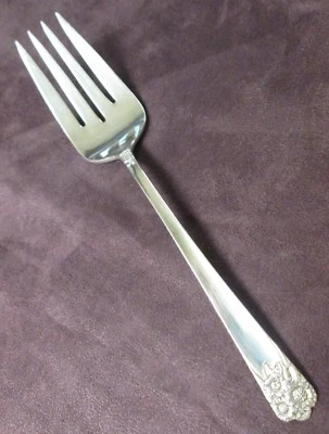 Horquilla de servir Rogers Mid Century plateada sin monograma ABRIL 1950 Foto 1 de 3