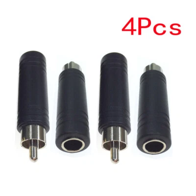 4pcs Female 6.35mm 1/4" Jack to Male RCA Connector Converter Audio Adapter NEW - Image 1 of 4