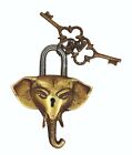 Elephant Design Door Lock Vintage Style Handmade Brass Padlock With Working Keys