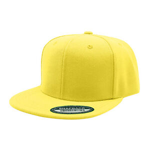 Men Snapback Hat Classic Trucker Style Flat Brim Baseball Cap Solid Plain Hats