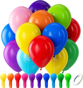 Assorted Rainbow Latex Balloons, 100 Pack 12 Inch round Helium Bright Color Ball - Picture 1 of 5