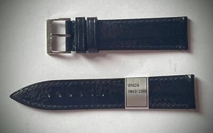 Rhein Fils 22mm Venezia Leather strap with buckle brand new Gloss Black - Picture 1 of 2