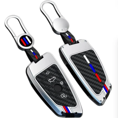 Cubierta de llavero de aleación de zinc de metal de fibra de carbono para BMW serie 3 5 7 X3 X5 X7 Foto 1 de 4