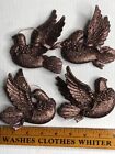 Lot Of 4 Vintage Resin Bronze Glitter Peace Doves Birds Ornaments Retro Decor