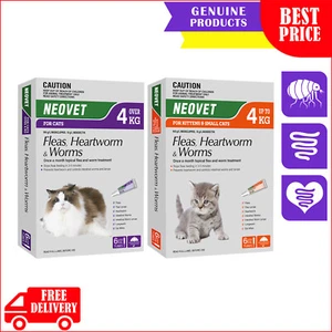 Neovet 6 Pipettes for Cats Flea Heartworm Worm Treatment - Picture 1 of 4