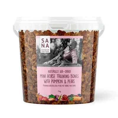 SANADOG Hundeleckerli Pferd Kürbis Birne Trainingsknöchelchen 1kg Snack Training Hund