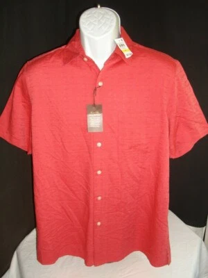 Camisa masculina nova com etiquetas TASSO ELBA Island botão vermelho sólido pés mistura seda/rayon P/S tamanho M - Imagem 1 de 4