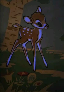 Vintage 1940s Disney Luminous Framed Bambi Art Print Glow In The Dark Ink - Picture 1 of 5