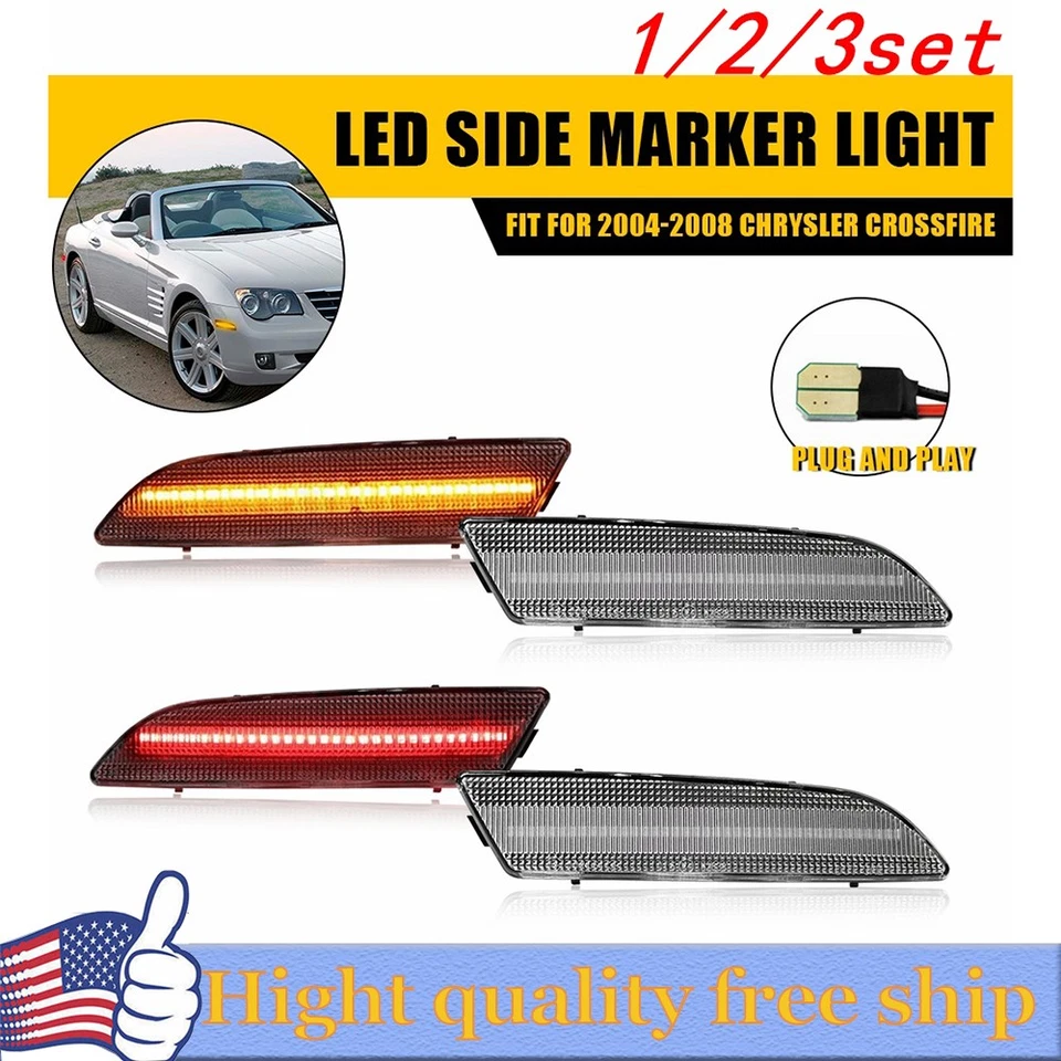 Marcador de luzes laterais de para-choque dianteiro LHRH transparente 4/8x para 04-08 Chrysler Crossfire - Imagem 1 de 1