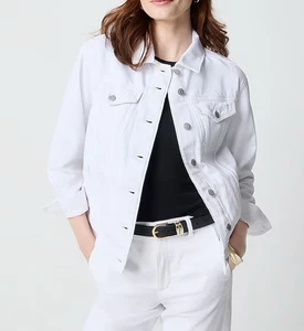 J. Crew NWT Relaxed classic denim jacket in white Women’s Size XL New - Picture 1 of 6