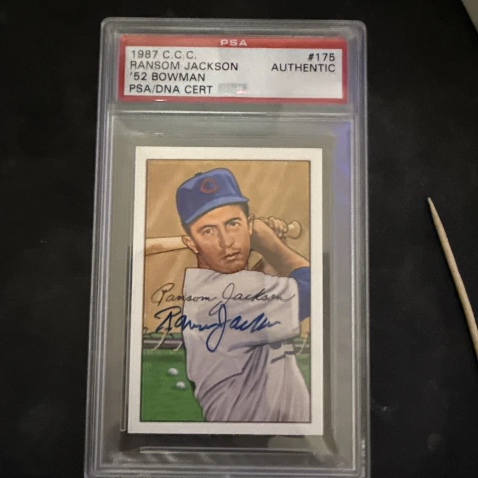 1987 C.C.C. 1952 Bowman Reprints Ransom Jackson #175 (RC) DUAL AUTO SIGNED RARE - Image 1 of 3