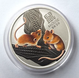 Silver 1 oz ,Perth Mint ,Lunar 3 ,Mouse ,2020,Color,Colorized - Imagen 1 de 2