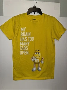 M&M Yellow Candy My Brain Has Too Many Tabs Open T-shirt Men’s Small 34” Bust - Picture 1 of 3