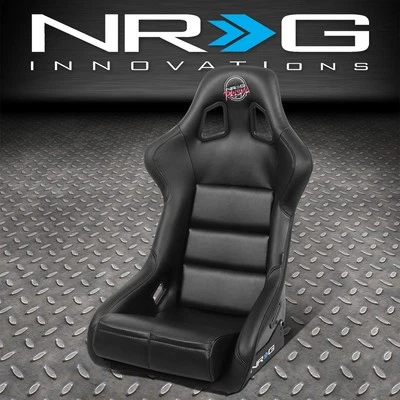 NRG INNOVATIONS FRP-302BK-V PRISMA VINYL FIXED BACK BUCKET RACING SEAT LARGE - Image 1 of 4