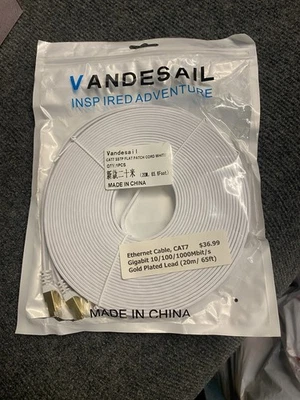 Cat 7 Ethernet Cable 65 ft Flat For PC Laptop Modem Router - Image 1 of 2