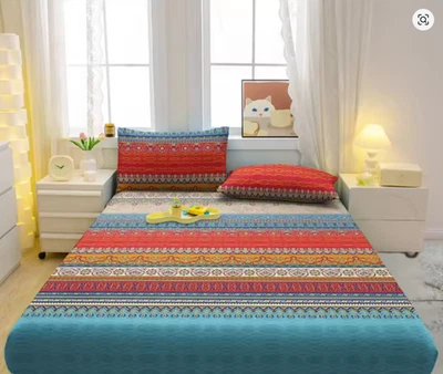 1 Simple Modern Flower Printed Fitted Sheet For Bedroom Excluding Pillowcases - Image 1 of 4