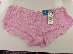 Boyleg-Boyshorts Spitze durchsichtig Fruit of Loom neu mit Etikett rosa Orchidee Spitzenhöschen 8 L - Bild 1 von 6