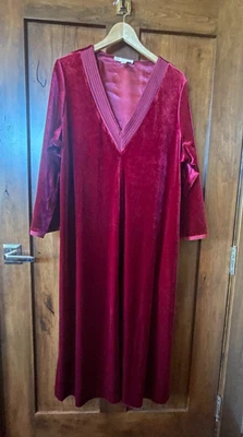 Bata vintage Oscar de la Renta etiqueta rosa terciopelo rojo cremallera frontal para mujer 1X Foto 1 de 4