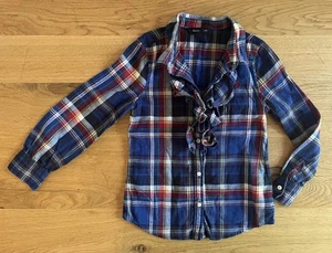 Ralph Lauren Girls Flannel Ruffle Front Button Down, Size 6 - Picture 1 of 6