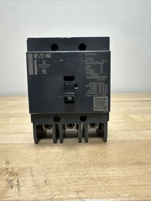 INTERRUPTOR DE CIRCUITO EATON GHB3070 GHB 3 POLOS 70 AMP 480v - Imagen 1 de 3