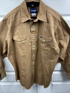 Camisa a Presión Vintage Wrangler Denim Marrón Perla XL Extra Grande Vaquero Occidental Hombres - Imagen 1 de 8