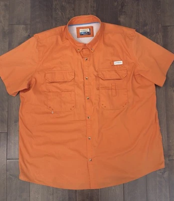 Magellan Mens Orange Fishing Gear Shirt Short Sleeve Vented Angler Fit Size 4XL - Image 1 of 4