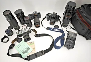 Kamera Konvolut Canon EOS 1000F  AE-1  T50 Objektiv Spiegelreflex Makro ZOOM SLR - Bild 1 von 15