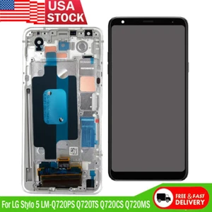 For LG Stylo 5 LM-Q720PS Q720CS LCD Display Touch Screen Digitizer +Silver Frame - Picture 1 of 5