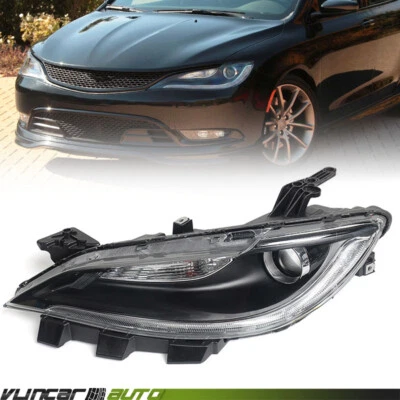 For 2015-2017 Chrysler 200 Black Trim w/ LED DRL Halogen Headlight Driver Side - Image 1 of 4