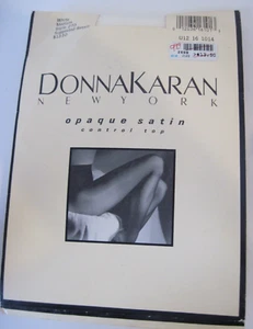 Donna Karan Opaque Satin Control Top Pantyhose Style 270 White Medium Vintage - Picture 1 of 3