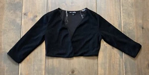 Ava & Yelly Girl's Long Sleeve Solid Black Crop Formal Party Sweater Jacket SML - Picture 1 of 5