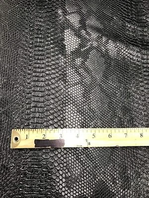 Black Faux Viper Snake Skin Vinyl-faux Leather-3D Scales-sold By The Yard. - Image 1 of 2