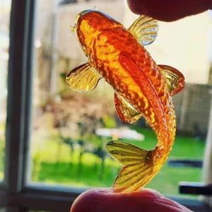 Unique TANGERINE KOI BROOCH fish MINIATURE carp LUCKY handmade BADGE orange GIFT - Picture 1 of 1