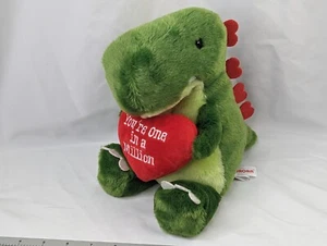 Aurora Green Dinosaur Plush Hearts You're One in a Million 12 Inch Stuffed - Picture 1 of 9