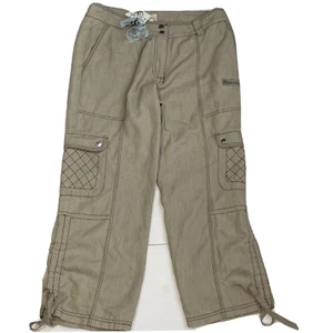 She Wears The Pants Size 6 Linen Cargo Capri  Women Tan Ankle NWT - Picture 1 of 12