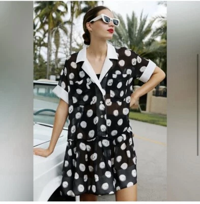 Nuevo con etiquetas Talla LP - Vestido Mini Lunares Plenty by Tracy Reese Manga Corta Foto 1 de 4