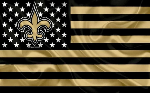 (2) New Orleans Saints Wavy Stars & Stripes Flag Vinyl Stickers 5x3.15 Decal Cover