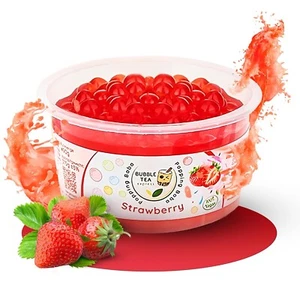 Bubble Tea, Popping Boba Strawberry 490 g Boba Perlen, Topping Erdbeer Geschmack - Bild 1 von 6